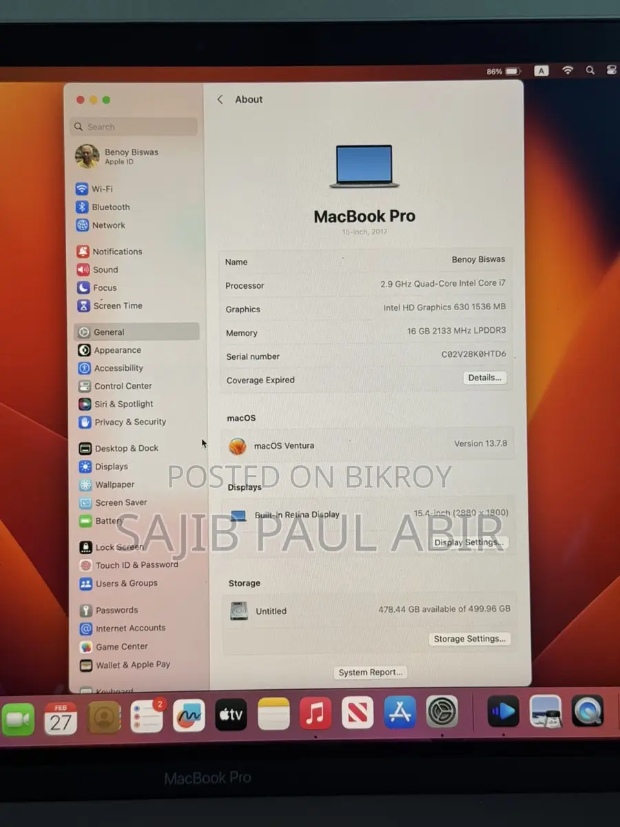 Macbook Pro 16" Core i7 | 16gb Ram| 512gb ssd