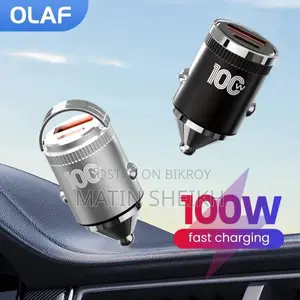 জেনুইন PUGAN 100W ফাস্ট কার চার্জার, ২-পোর্ট USB এবং Type-C, আল্ট্রা-ফাস্ট