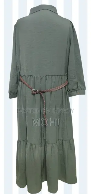 Women Textured A-line Tiered Shirt Dress with Belt