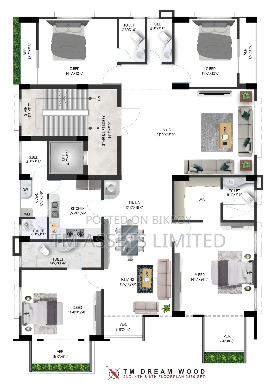 South-Facing 2850 Sq.Ft Flat Near the Lake for Sale in Jalshiri