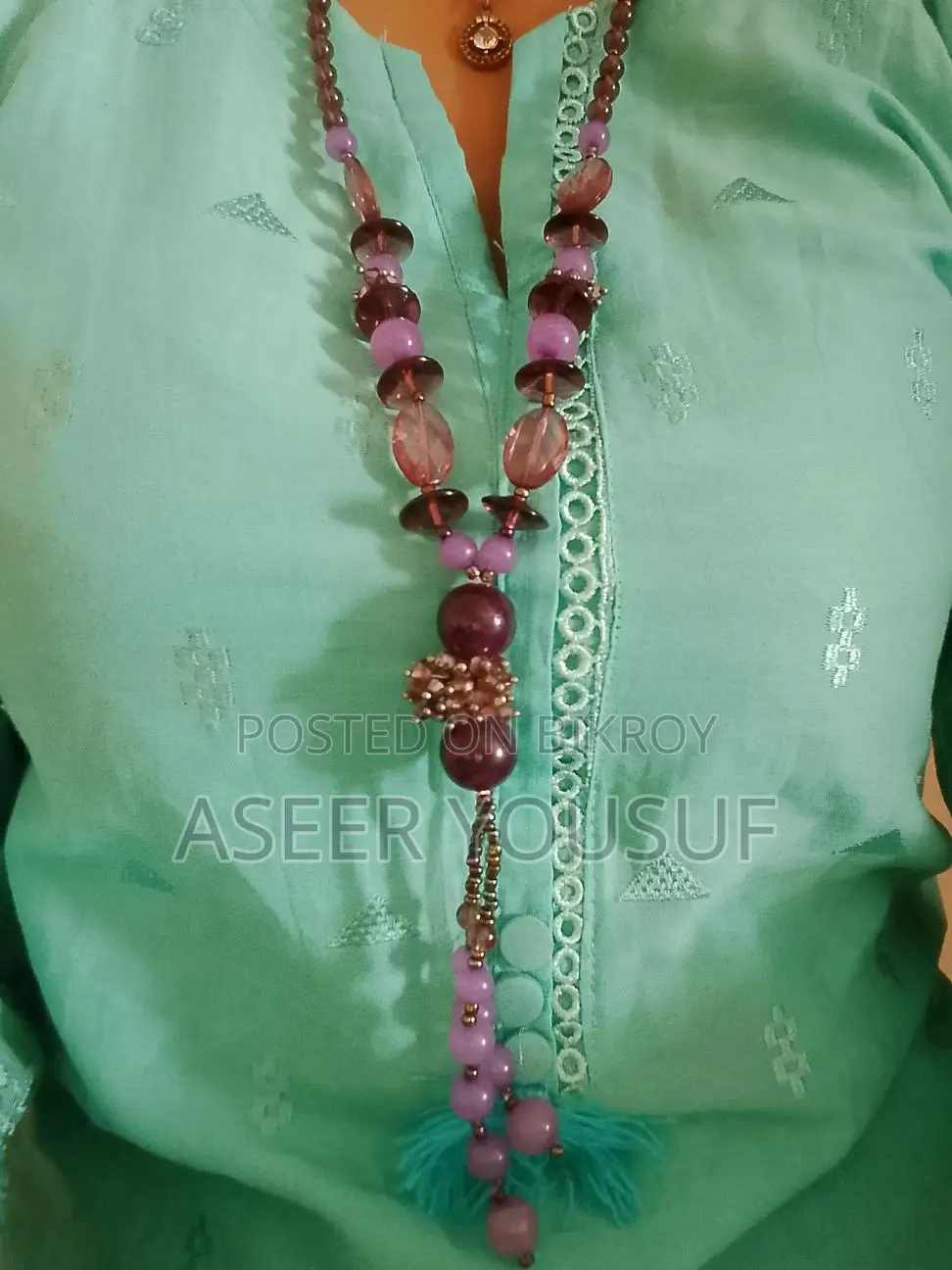 নারীদের জন্য চমৎকার উচ্চ মানের পুঁতির নেকলেস (বেগুনি)