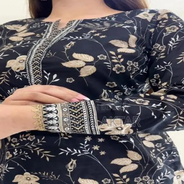 Hit Printed Collection - Elegant Black Floral Soft Cotton 3-piece Suit