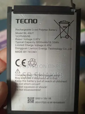 Tecno Original Battery – 5000mah