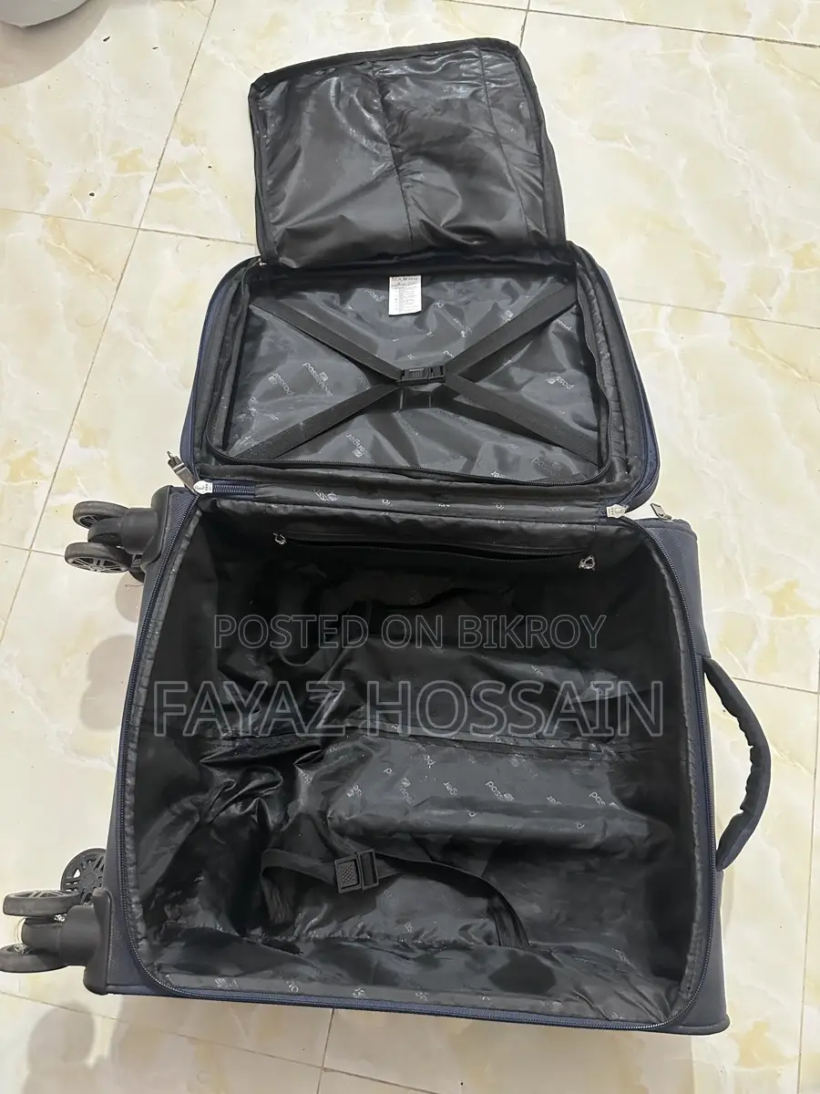ওয়াটারপ্রুফ 450D Jacquard RPET উইথ PUX2 লাগেজ - নীল, ২৪ ইঞ্চি