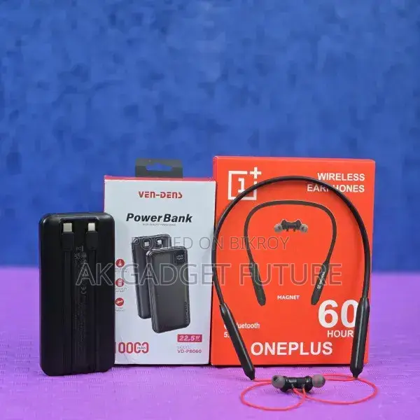 Ven-Dens 10000mah Power Bank. Oneplus Wireless Neckband