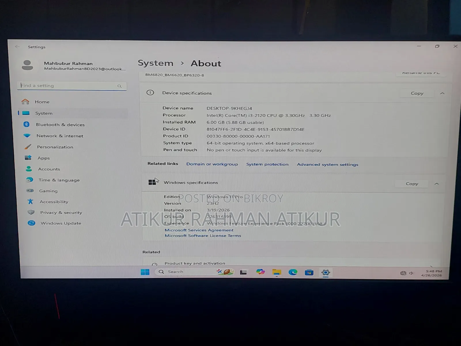 Desktop Computer 6GB Intel Core I3 HDD+SSD 700GB