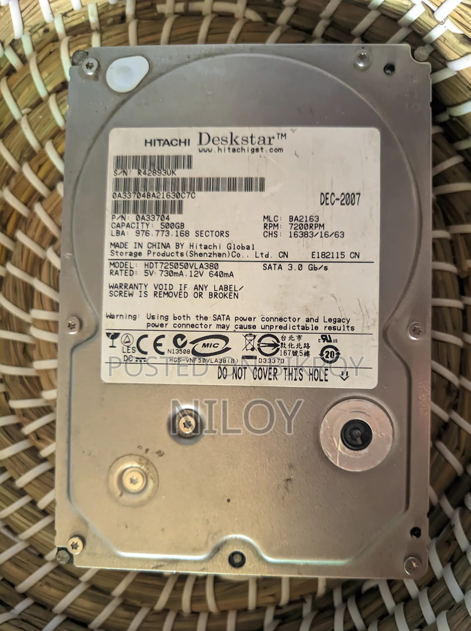 Hitachi 500 GB Desktop Hard Disc