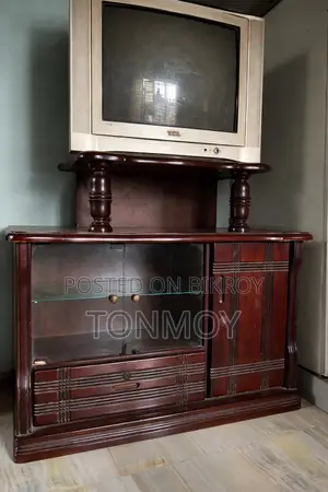 TCL TV + Wooden Trolley (Bonoshree Brand Furniture) for Sale