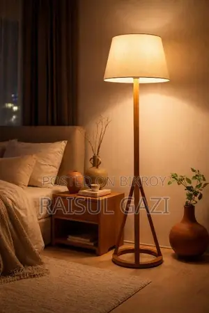 Premium Wooden Floor Lamp Mahogany