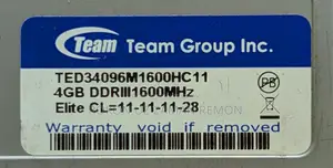 Team Elite 4GB DDR3 1600MHz Desktop RAM With Heatsink - Rare Condition