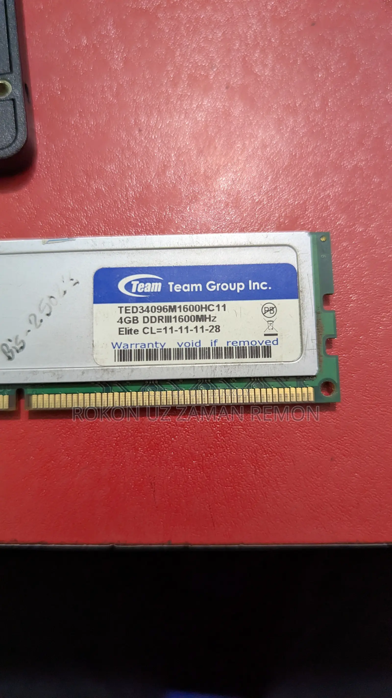 Team Elite 4GB DDR3 1600MHz Desktop RAM With Heatsink - Rare Condition