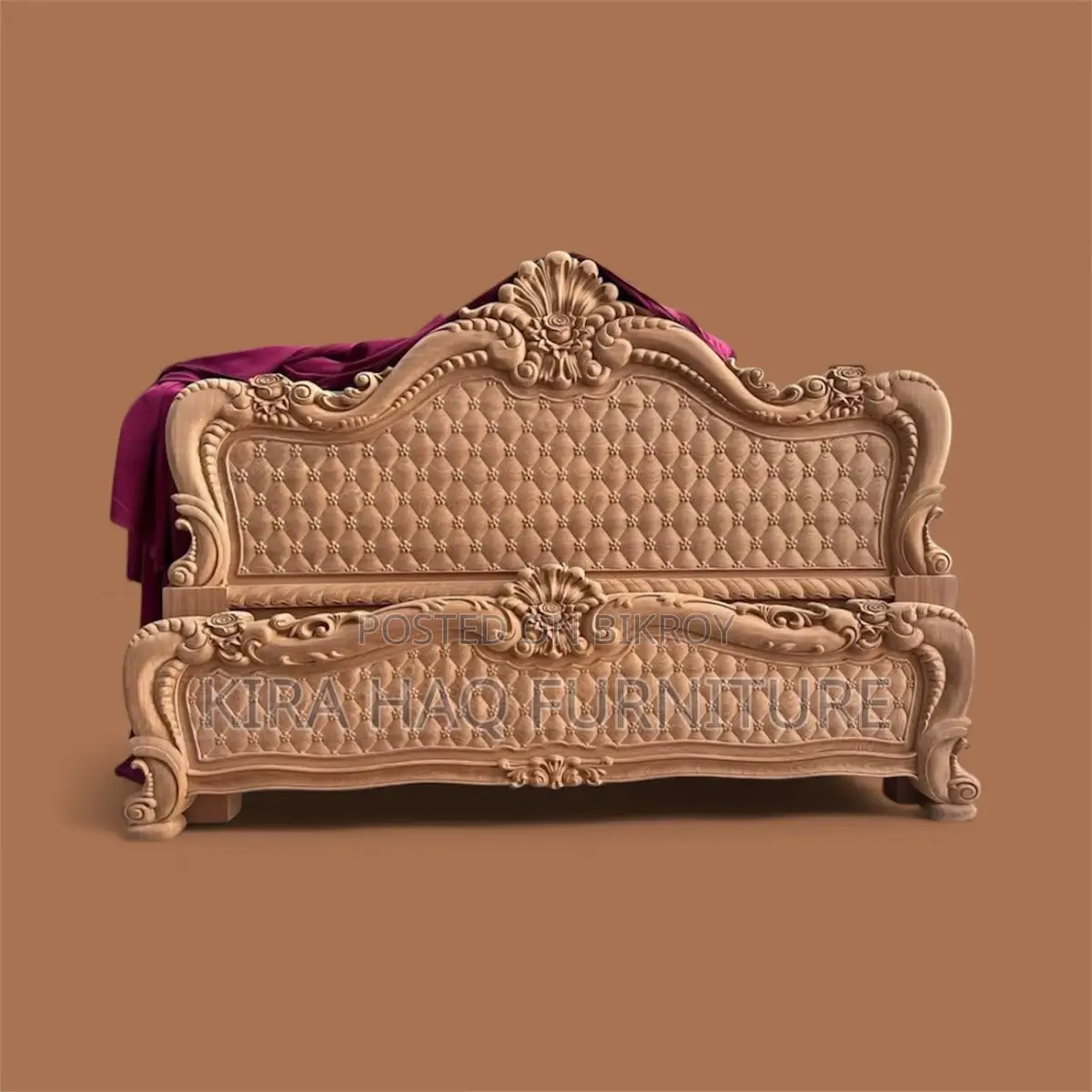 Royal Teak Wood Bed with 2.5-inch Thick Wood