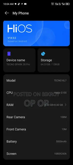 Tecno Spark 30 pro 8/128 (Used)