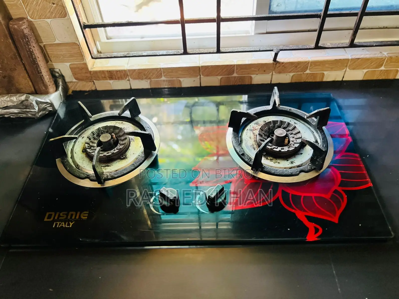 Disnie Glass Top Gas Stove 2 Burner – Ready to Use