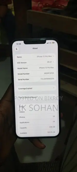 Apple iPhone 12 Pro Max 256gb variant (Used)