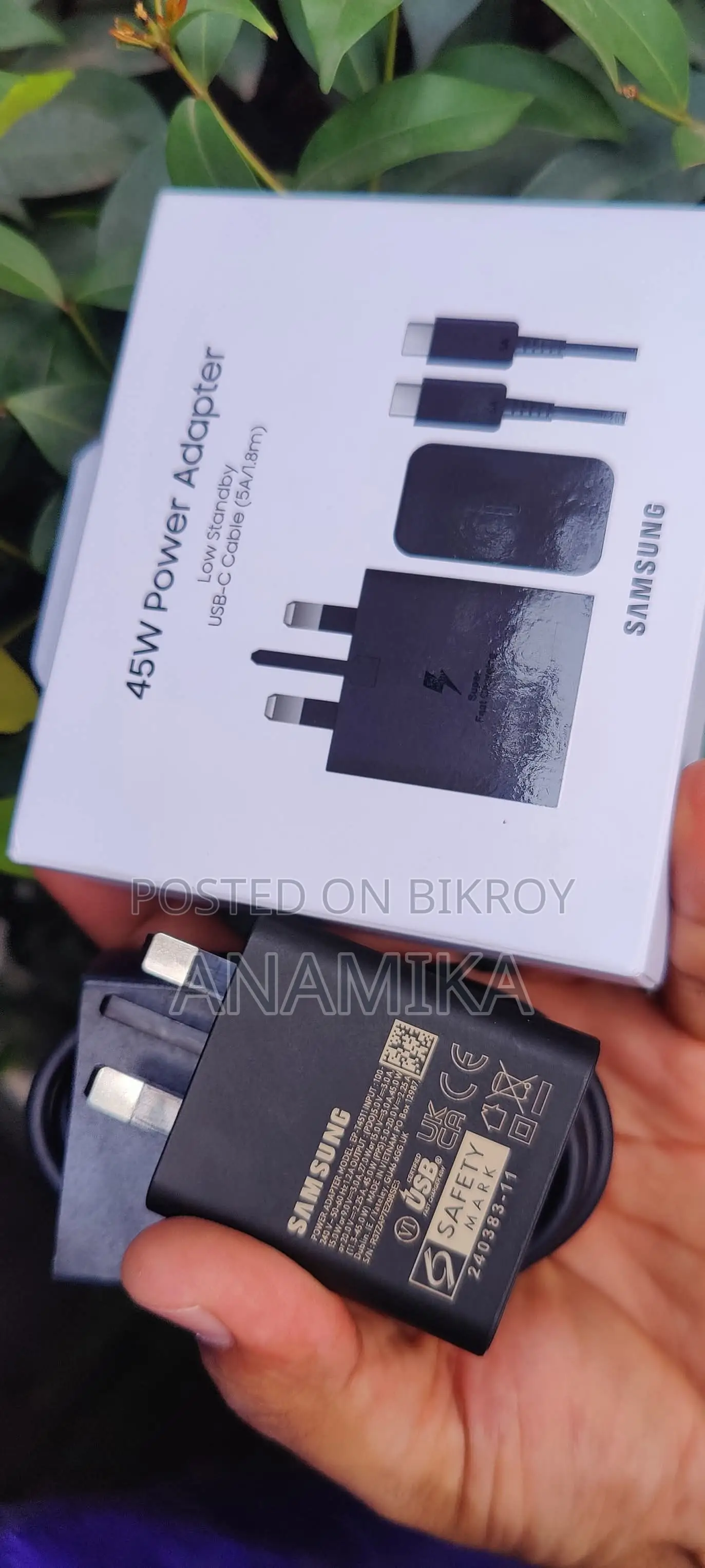 Samsung 45w Orginal Adapter with Vietnam Cable