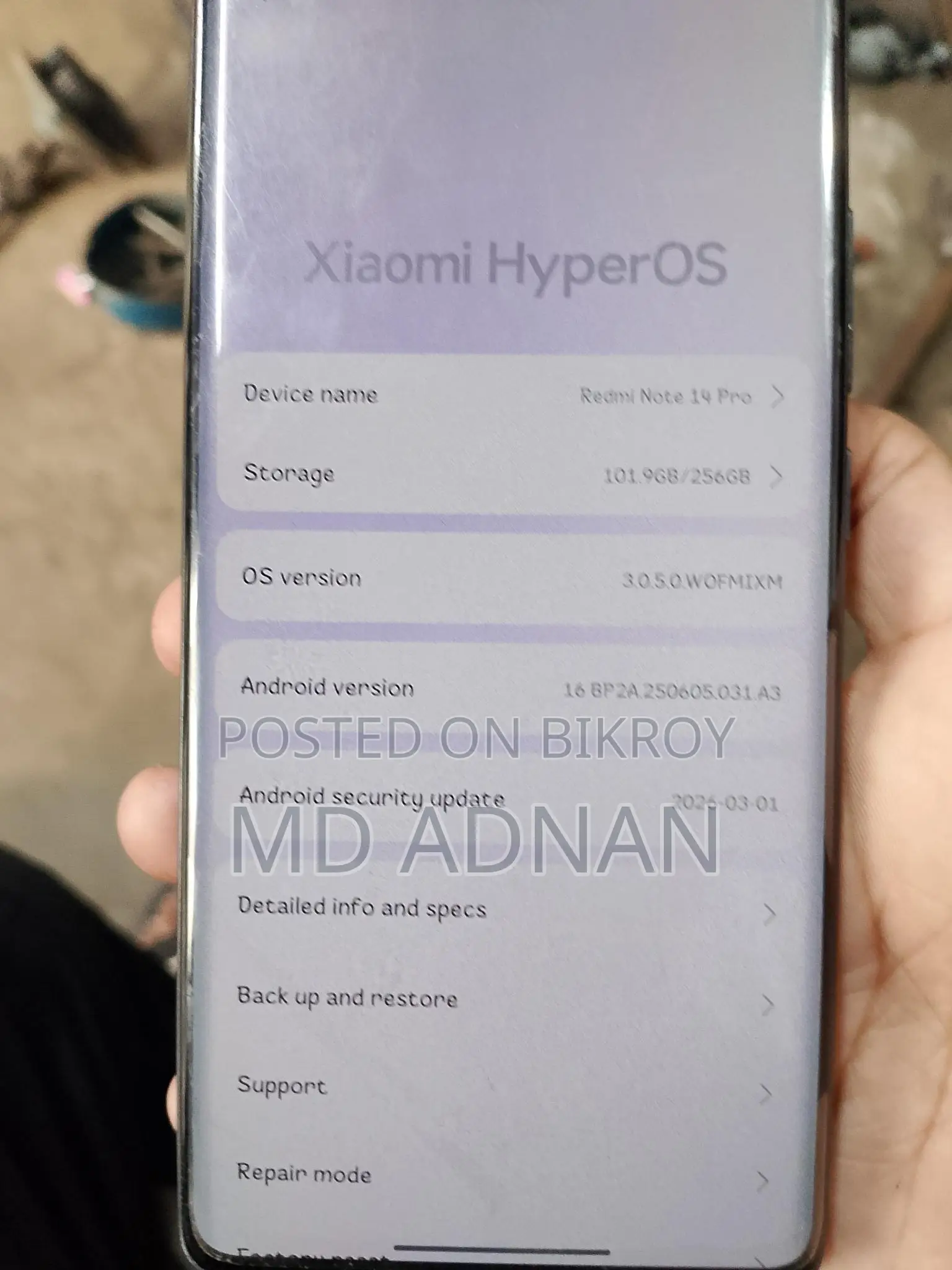 Xiaomi Redmi Note 14 pro ram -rom 8+4/256 (Used)