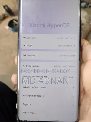 Xiaomi Redmi Note 14 pro ram -rom 8+4/256 (Used)