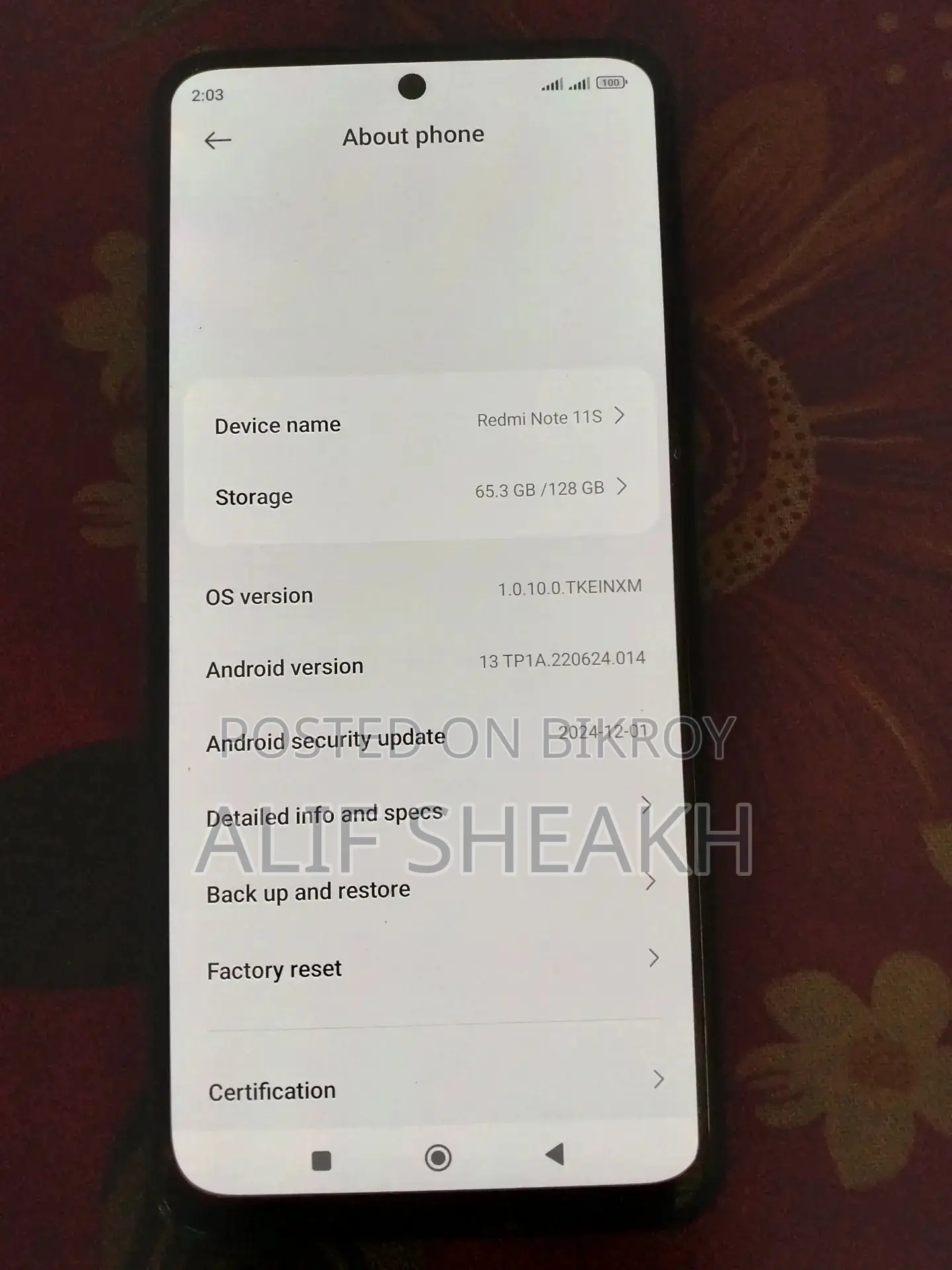 Xiaomi Redmi Note 11S . (Used)