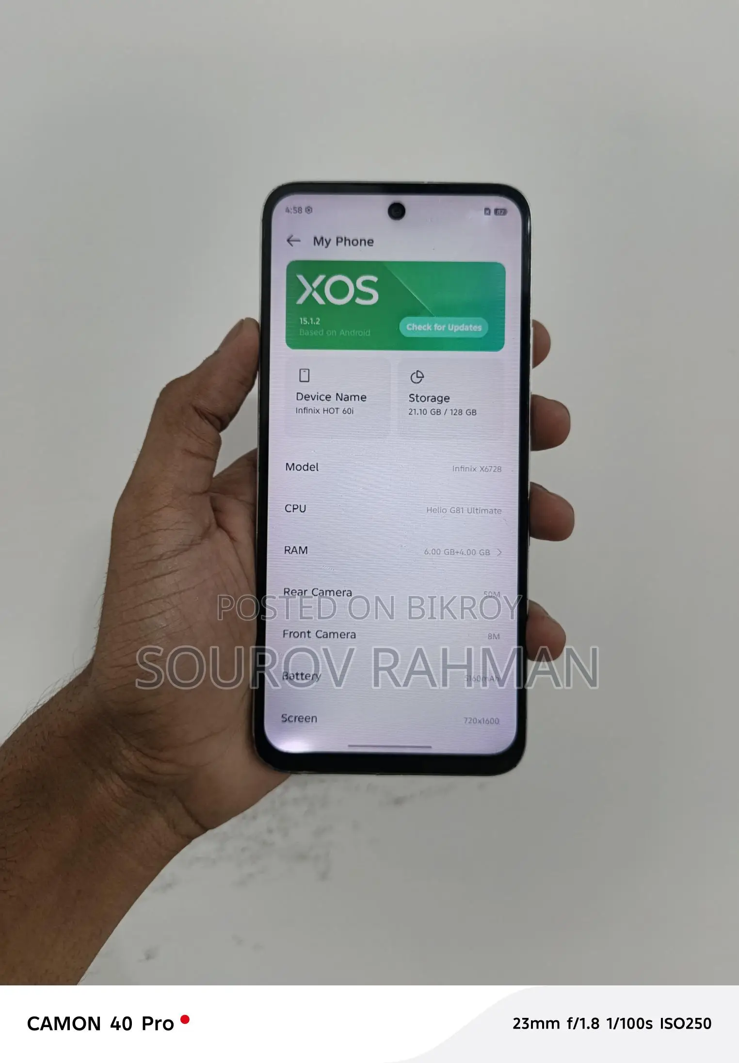 Infinix Hot 60i 6/128 (Used)