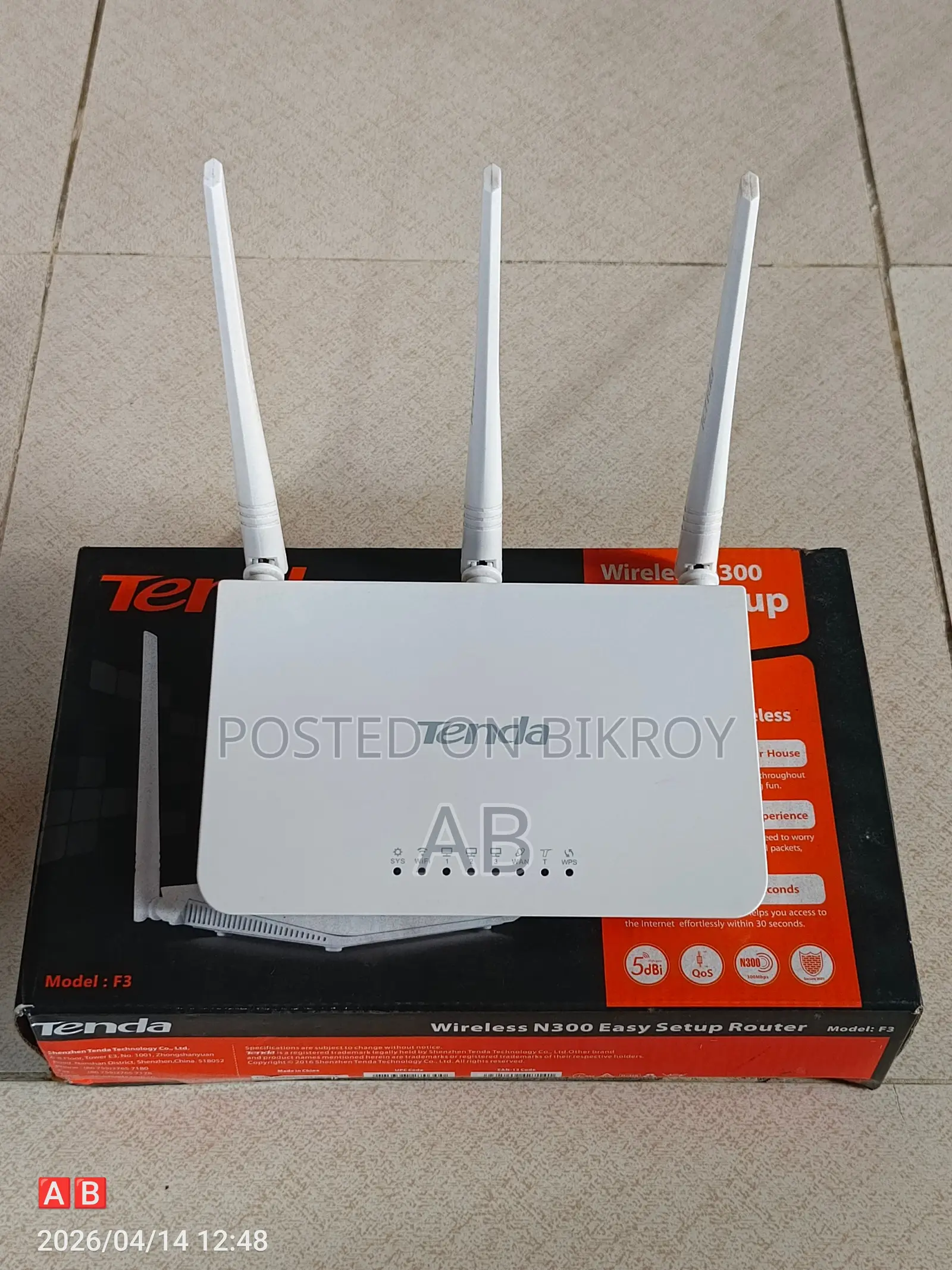 Tenda F3 Router (Very Fresh Condition)