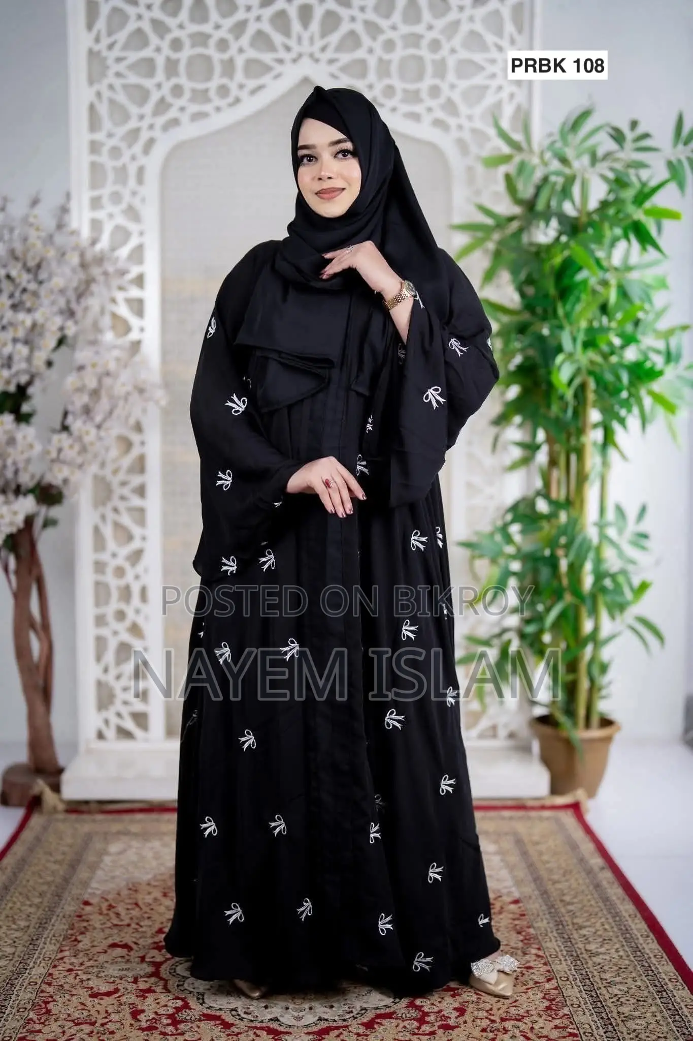 Dubai Cherry Fabric Burqa