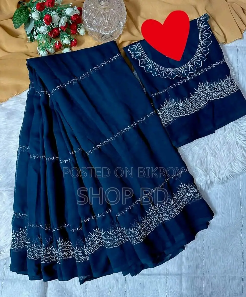 Georgette Embroidery Sharee with Blouse Piece
