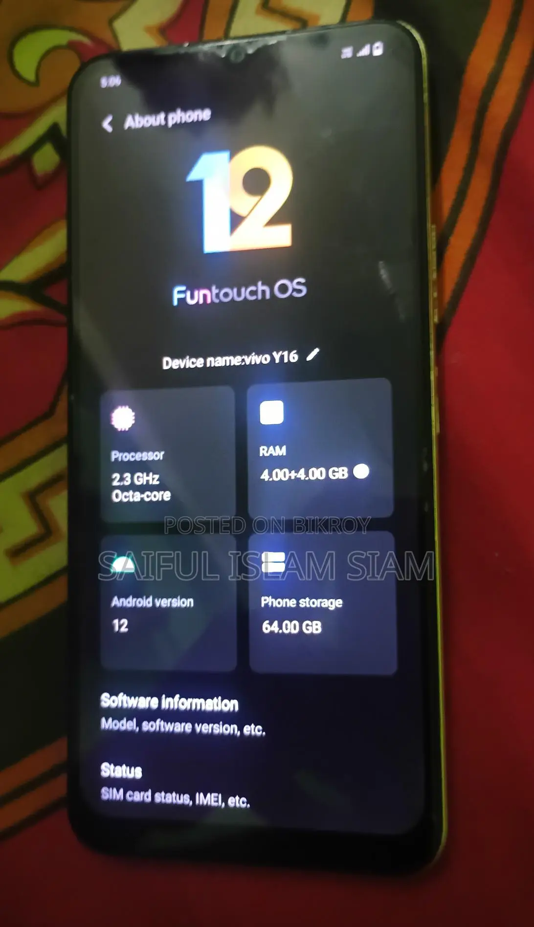 Vivo Y16 4+4/ 64 GB (Used)
