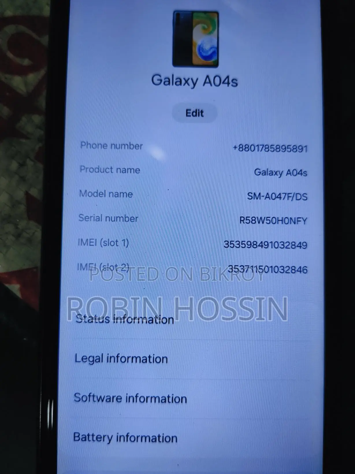 Samsung Galaxy A04 . (Used)