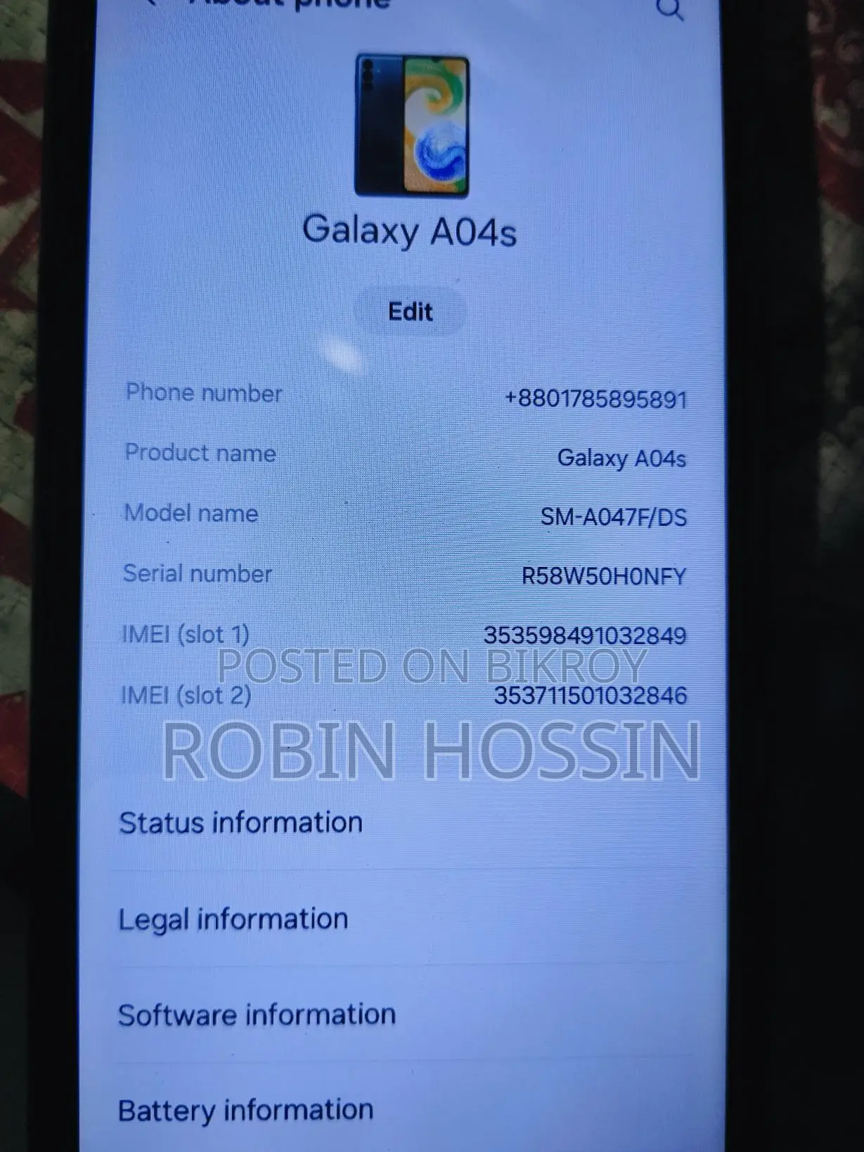 Samsung Galaxy A04 . (Used)