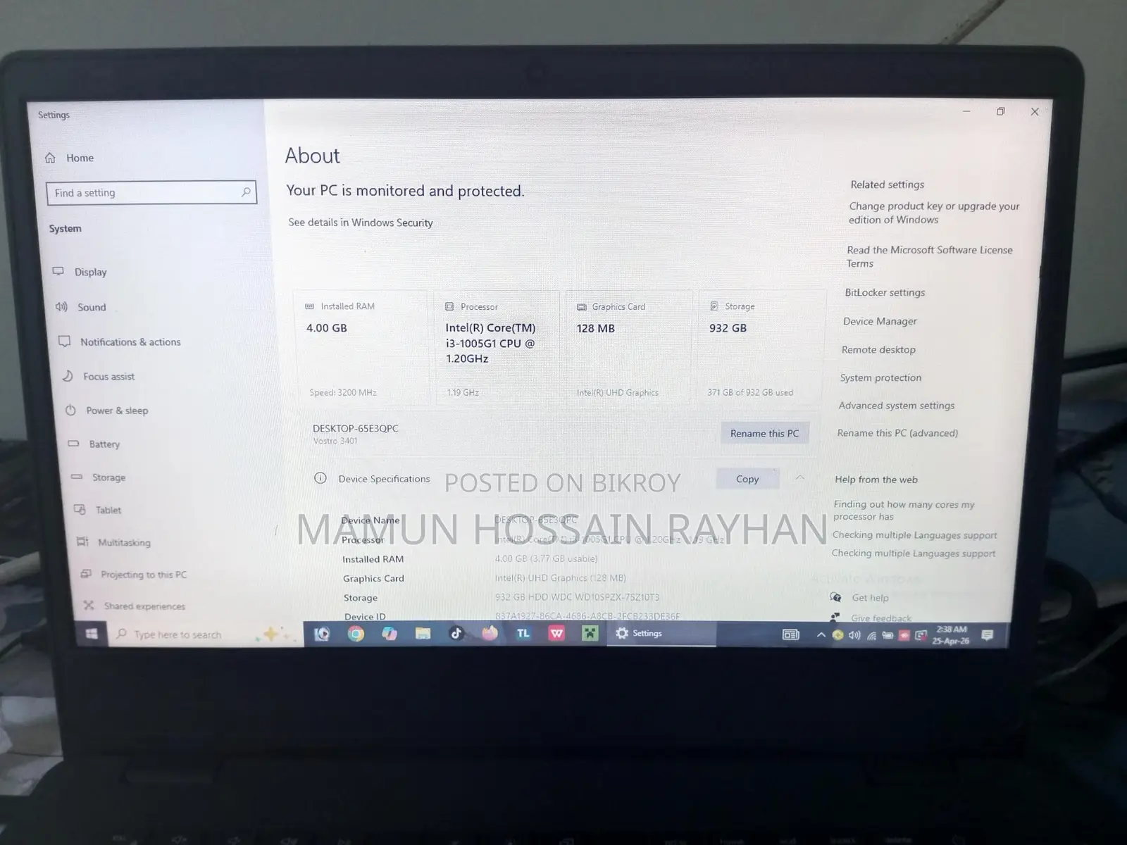 Laptop Dell Vostro 14 3000 4GB Intel Core I3 HDD 1T
