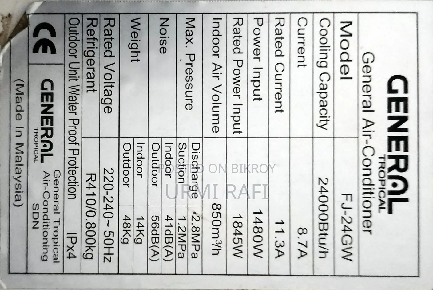 General 2 Ton Non Inverted Ac Full Fresh