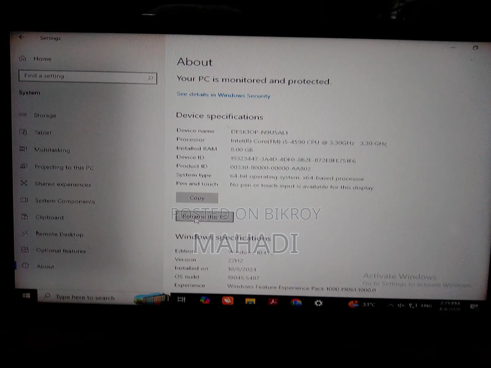 Core I5 -4th Gen Desktop PC + 8 GB Ram [ SSD HDD]+ Best Condition