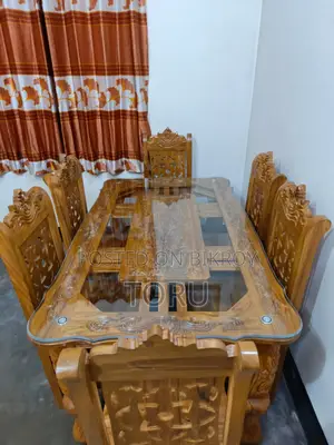 Chittagong Teak Wood Dining Table 6 Chairs
