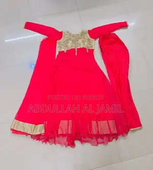 Elegant Red & Golden Three-Piece Dress