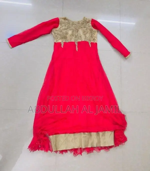 Elegant Red & Golden Three-Piece Dress