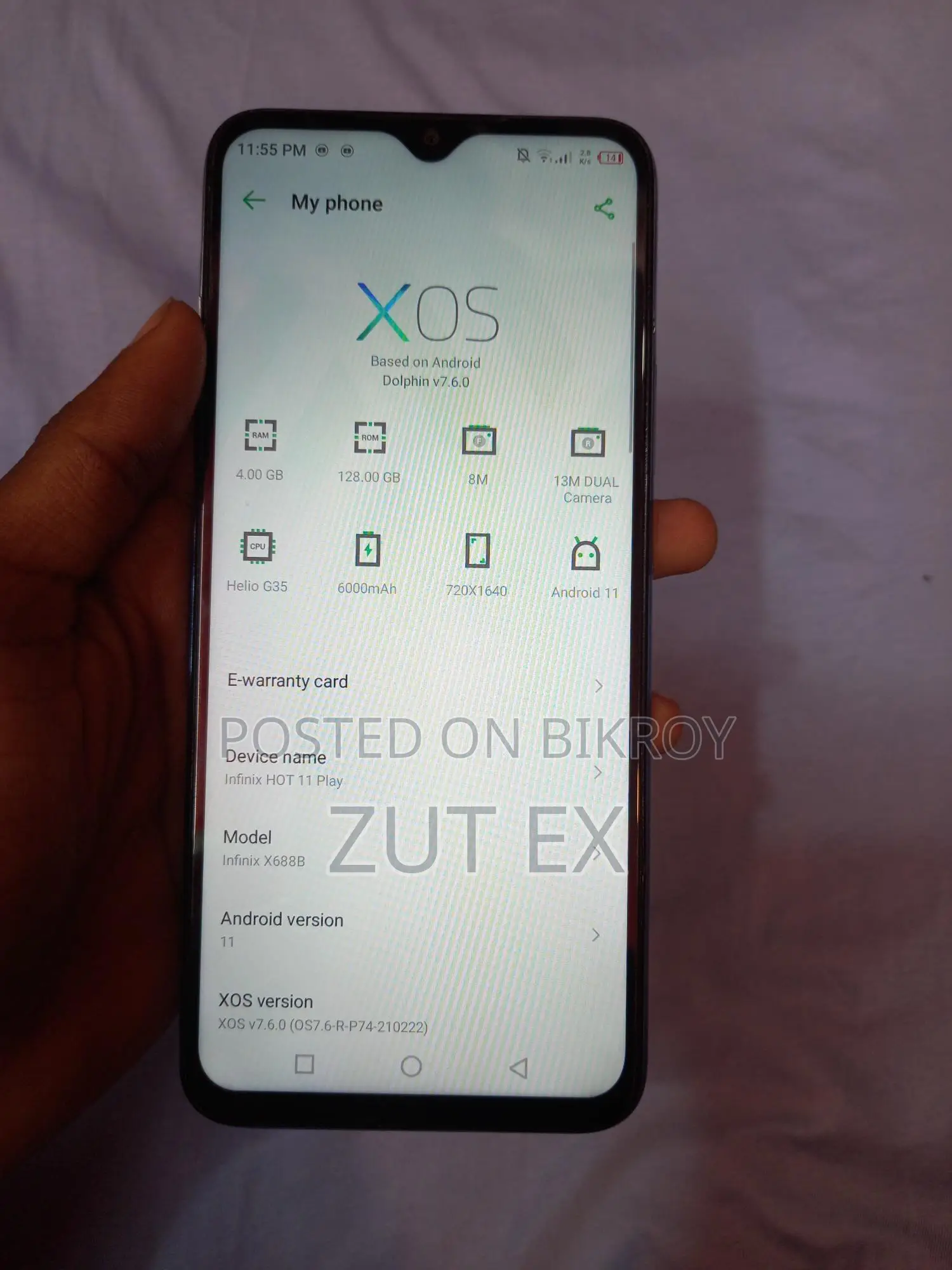 Infinix Hot 11 Play ৪/১২৮ (Used)