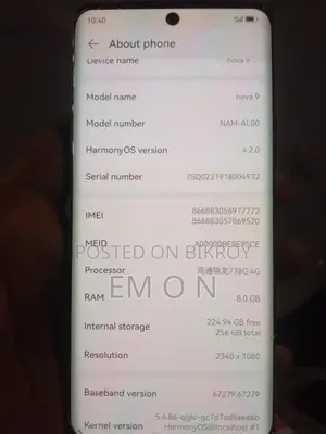 Huawei Nova 9 Model num- NAM-AL00 (Used)