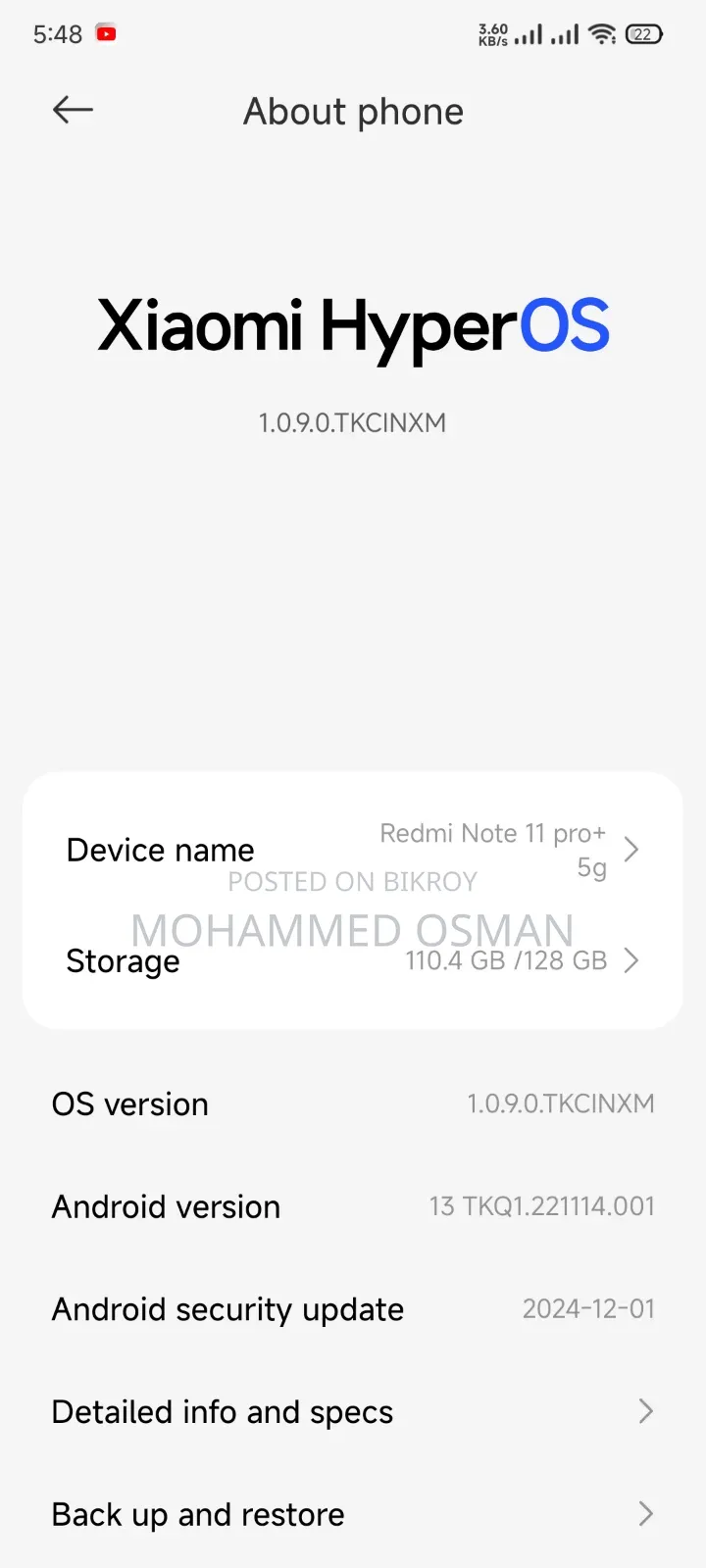 Xiaomi Redmi Note 11 Pro+ 5G 128 GB