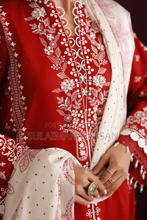 Red Embroidered Shalwar-Dupatta Set