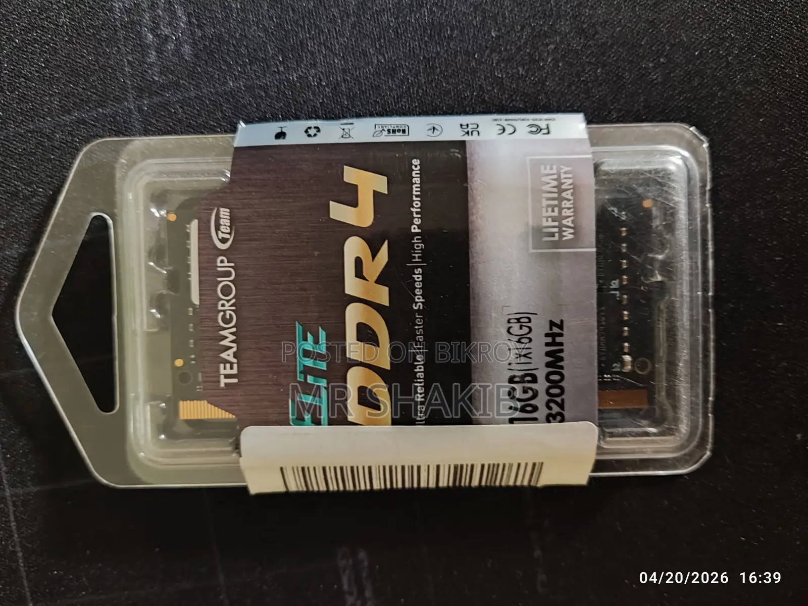 Team Elite 16GB 3200MHz Laptop RAM Bought from Ryans & Lifetime Warranty