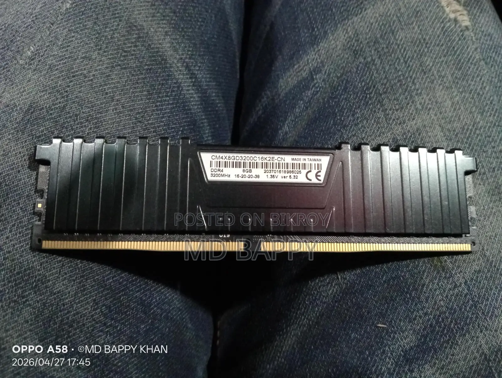 Corsair Vengeance 8GB DDR4 3200mhz Desktop Ram