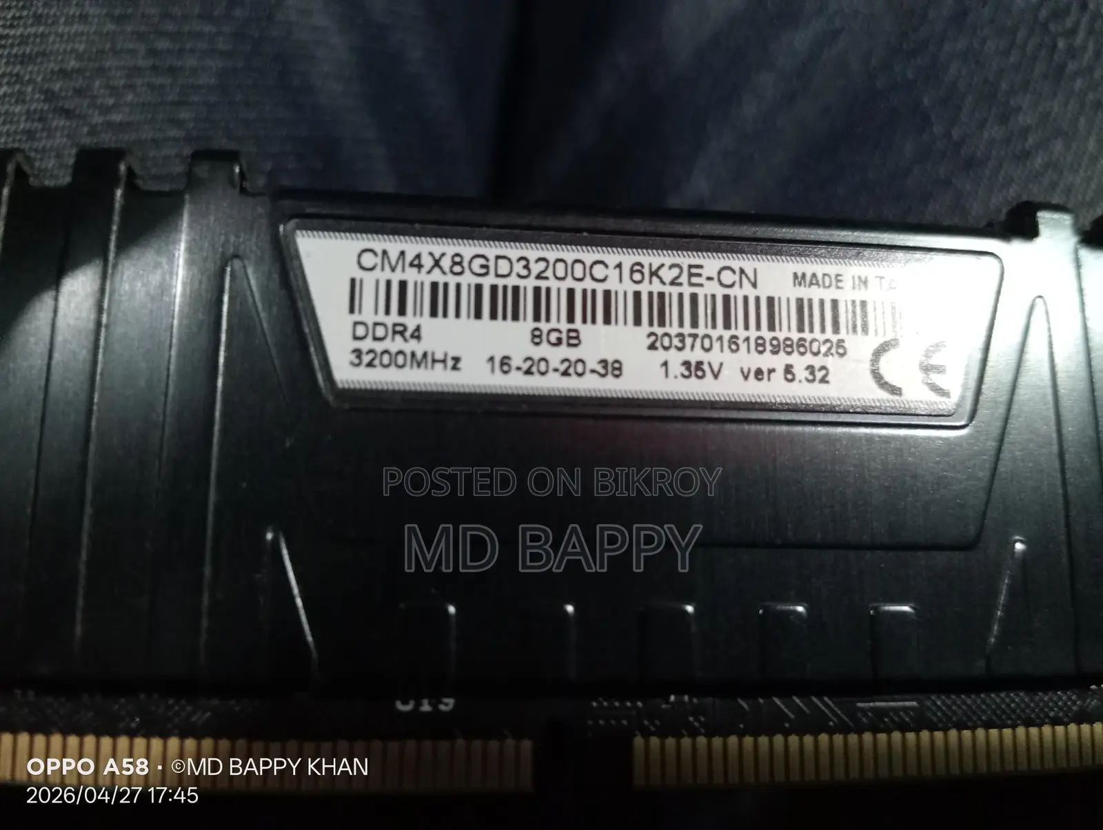 Corsair Vengeance 8GB DDR4 3200mhz Desktop Ram
