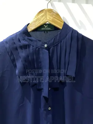 Navy blue Bigdart ruffled long-sleeve
