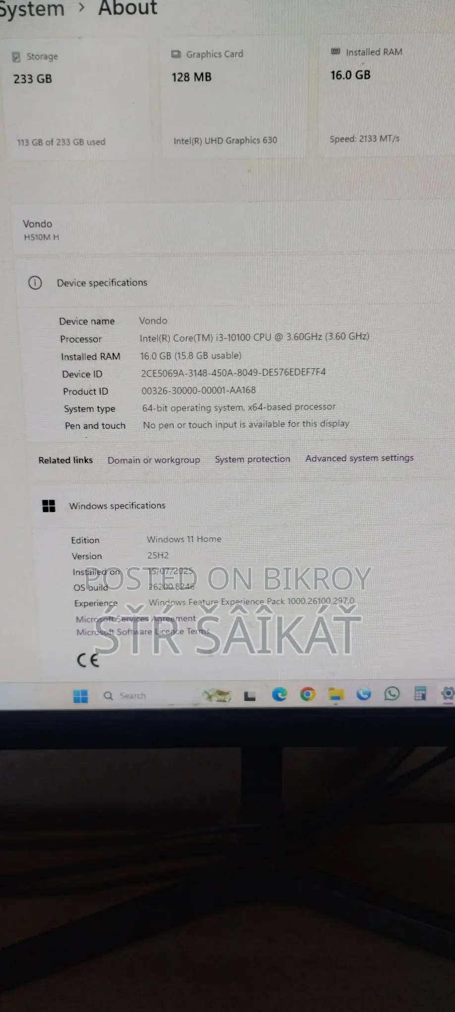 Core i3, 16GB RAM, 256GB SSD, 24-inch Monitor
