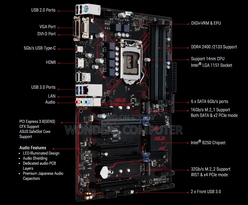 ৬ষ্ঠ ৭ম জেন ASUS PRIME B250-PLUS SATA 6Gb/s USB 3.0 ATX Motherboards