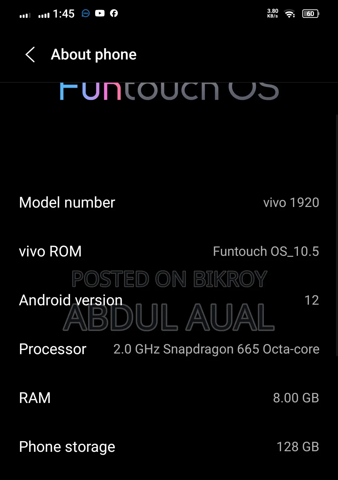 Vivo S1 Pro pro,8/128 (Used)