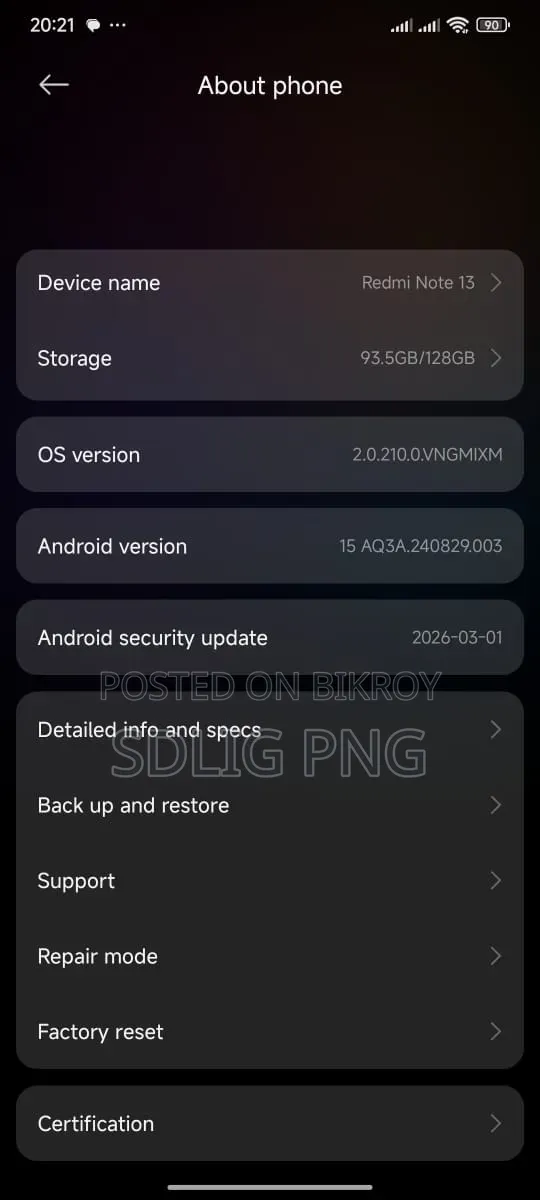 Xiaomi Redmi Note 13 128 GB Black