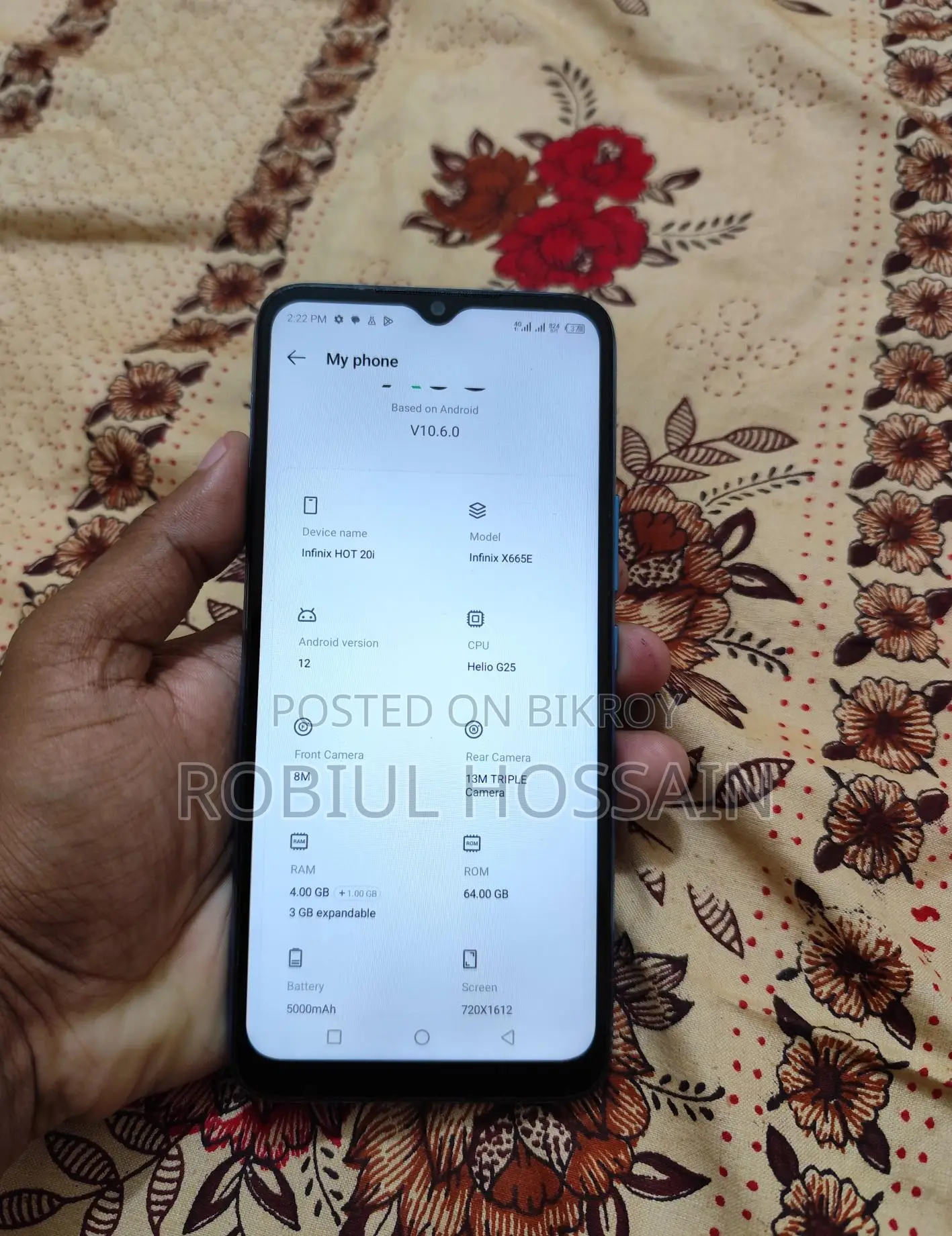 Infinix hot 20i 4+3/64 (Used)