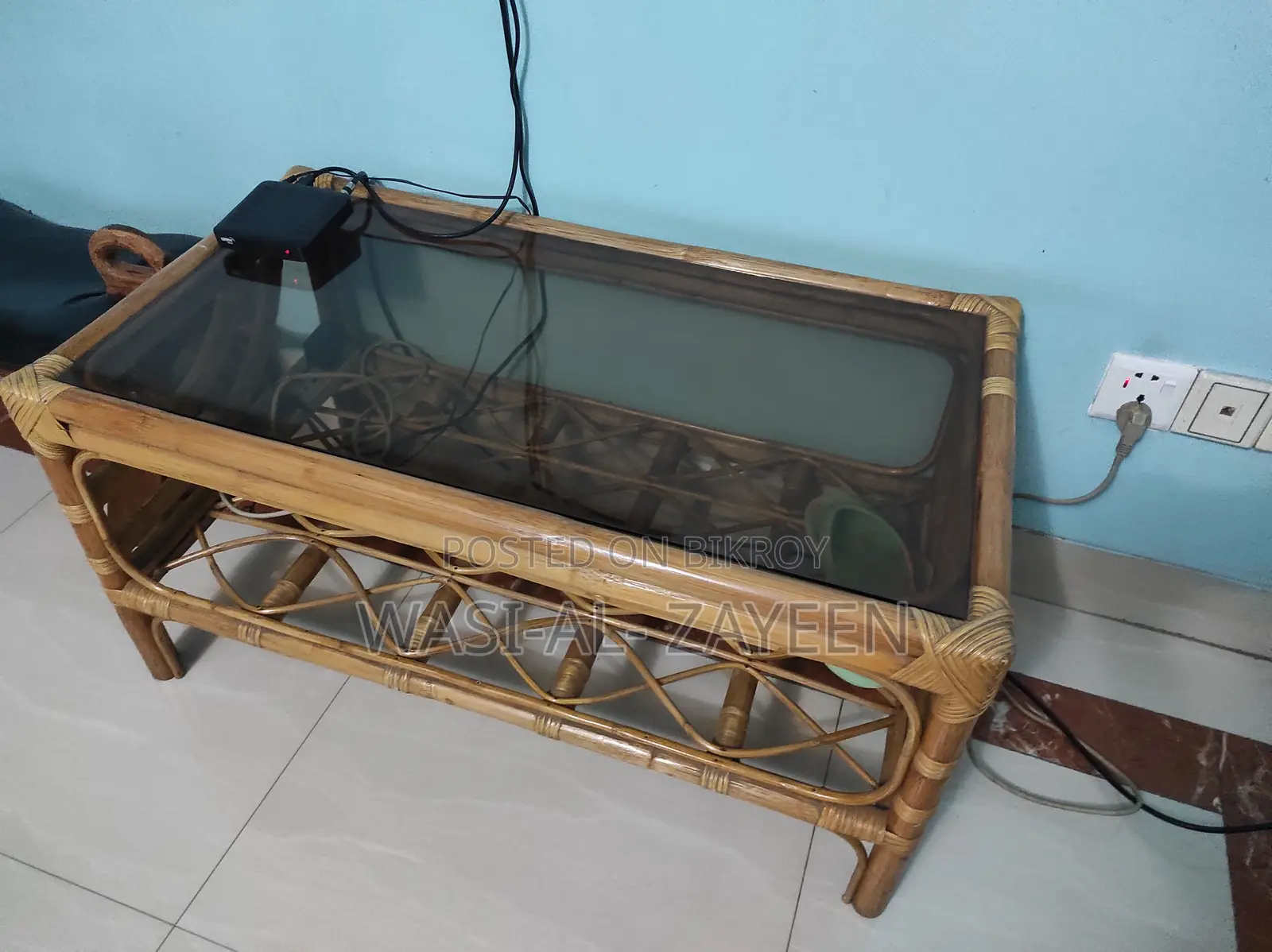 Premium Rattan Sofa Set 3+1+1 + Glass Coffee Table & Side Tables